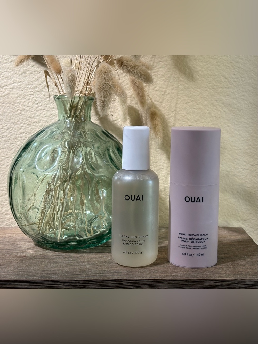 OUAI Bond Repair Balm 4.8oz + Thickening & Volume Spray 6oz